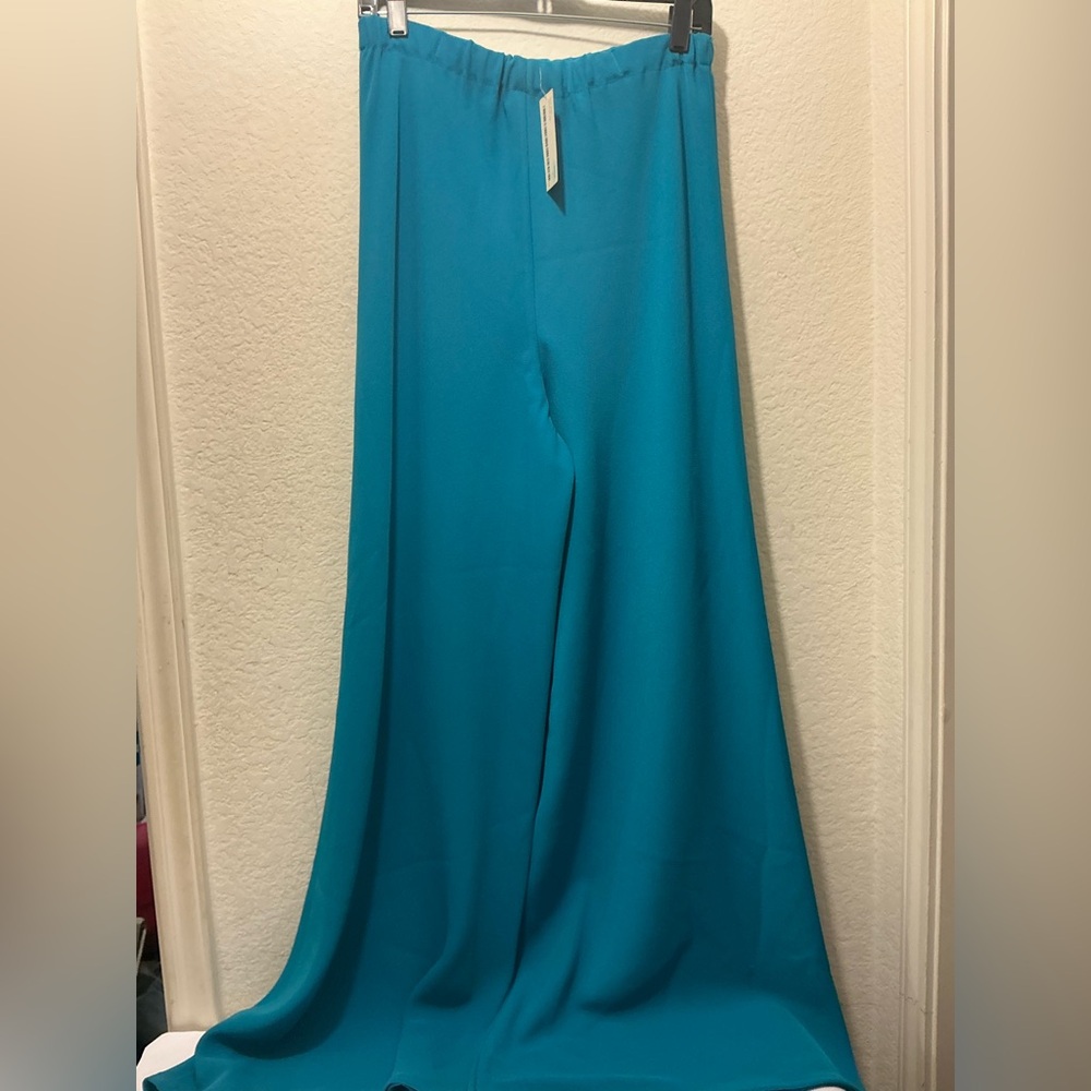 Allie Coosh Pants Womens peacock bias Blue Pull on Dress pant size S $350